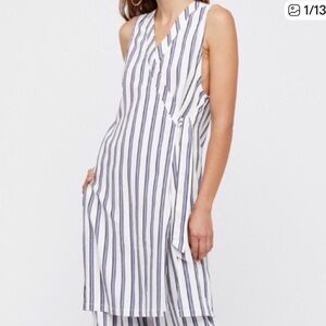 NWT FREE PEOPLE tuxedo stripe tunic wrap Striped Sleeveless top coverup size S